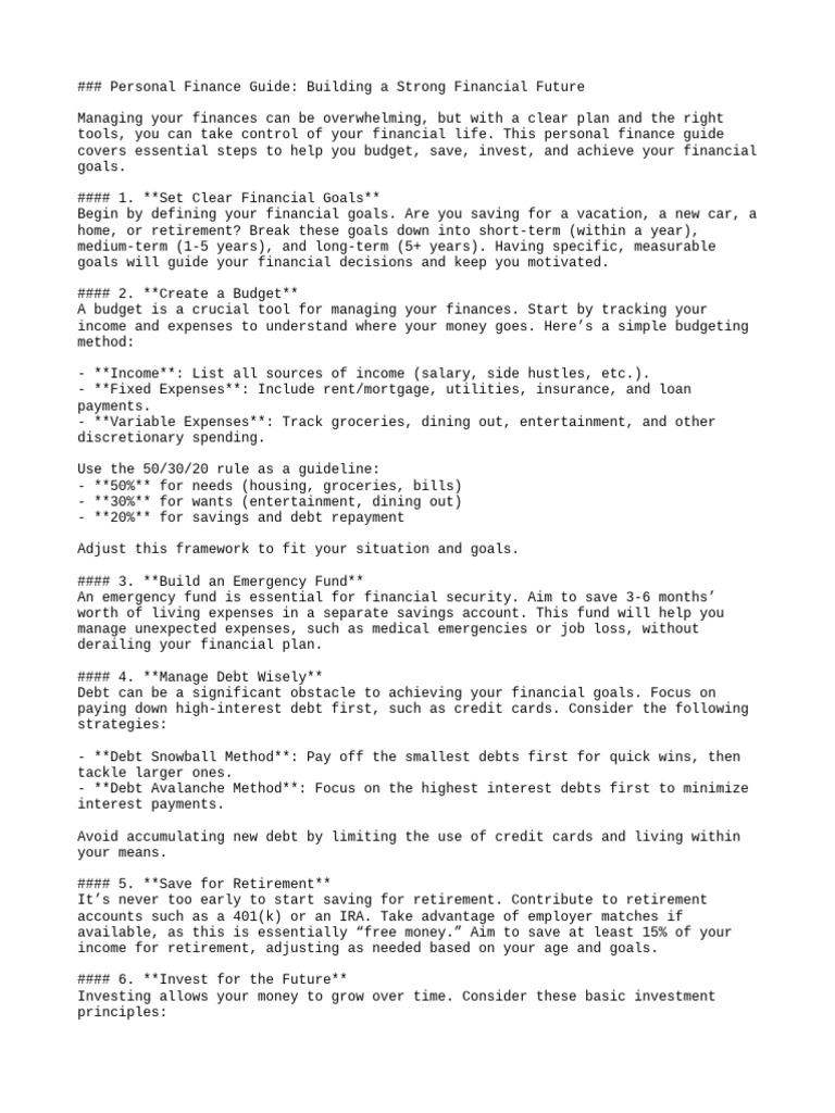 Personal Finance Guide Building | PDF | Investing | Debt
