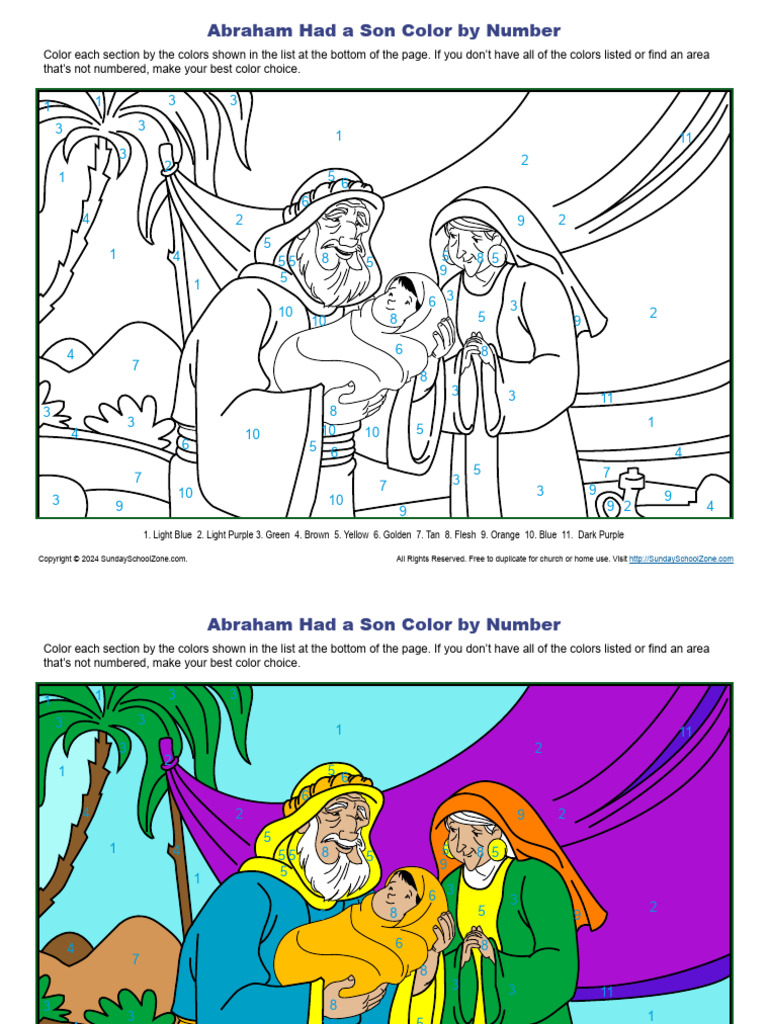 Abraham Had A Son Color by Number | PDF | Color | Brown