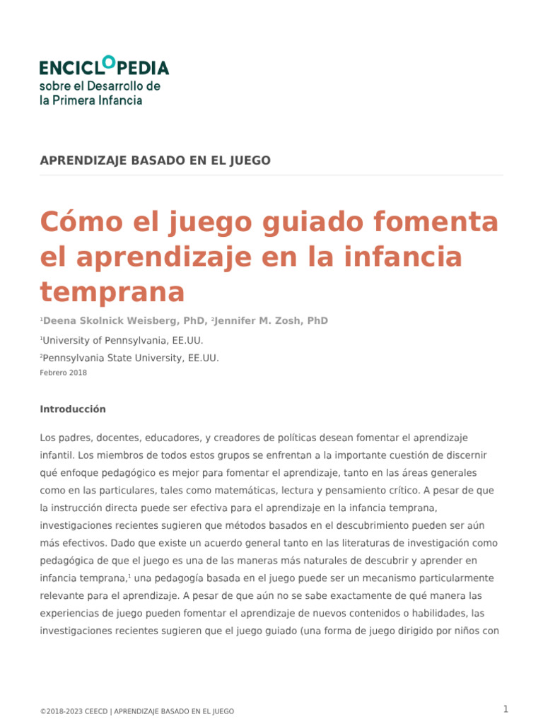 Juego Guiado: Clave para Aprendizaje Infantil | PDF | Aprendizaje ...