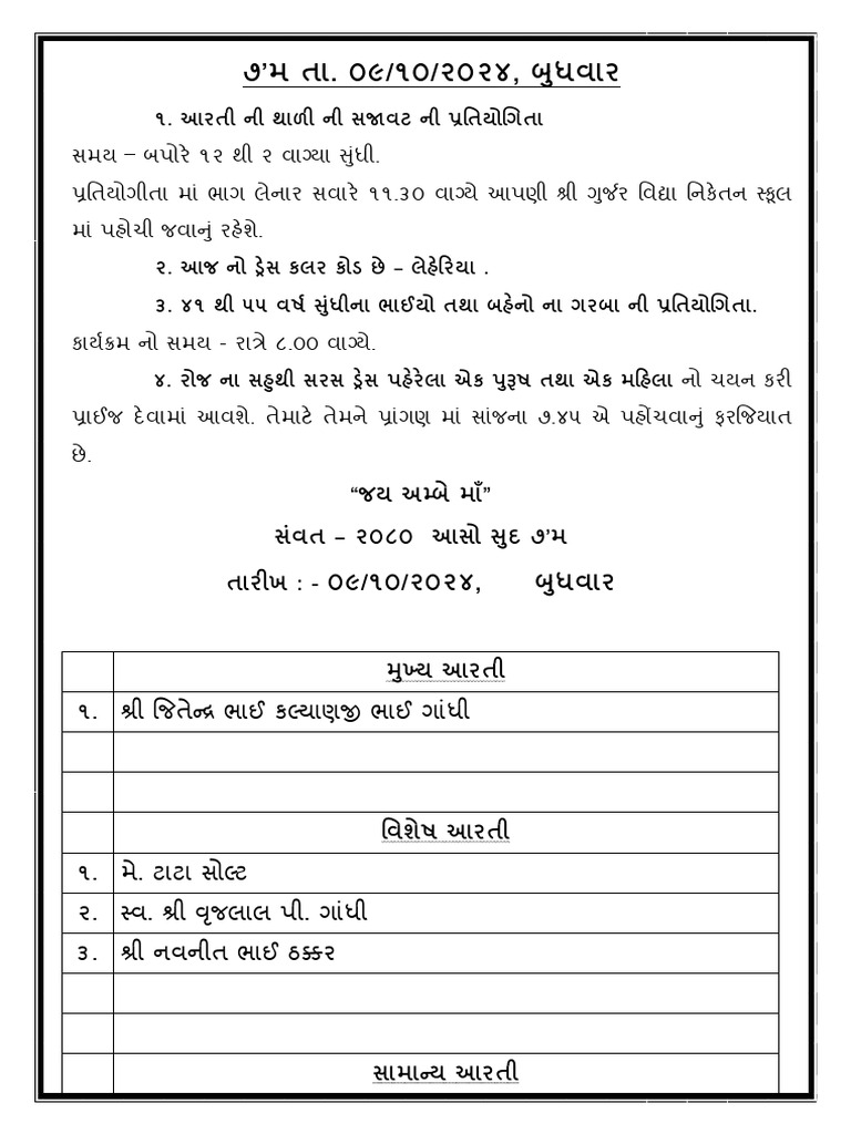 Navratri Daily Notice Day 8 | PDF