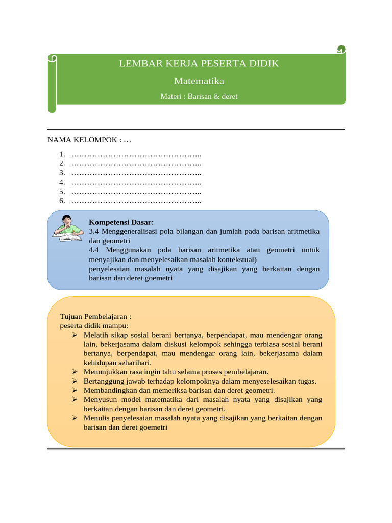 Lkpd Barisan Deret Geometri Pdf
