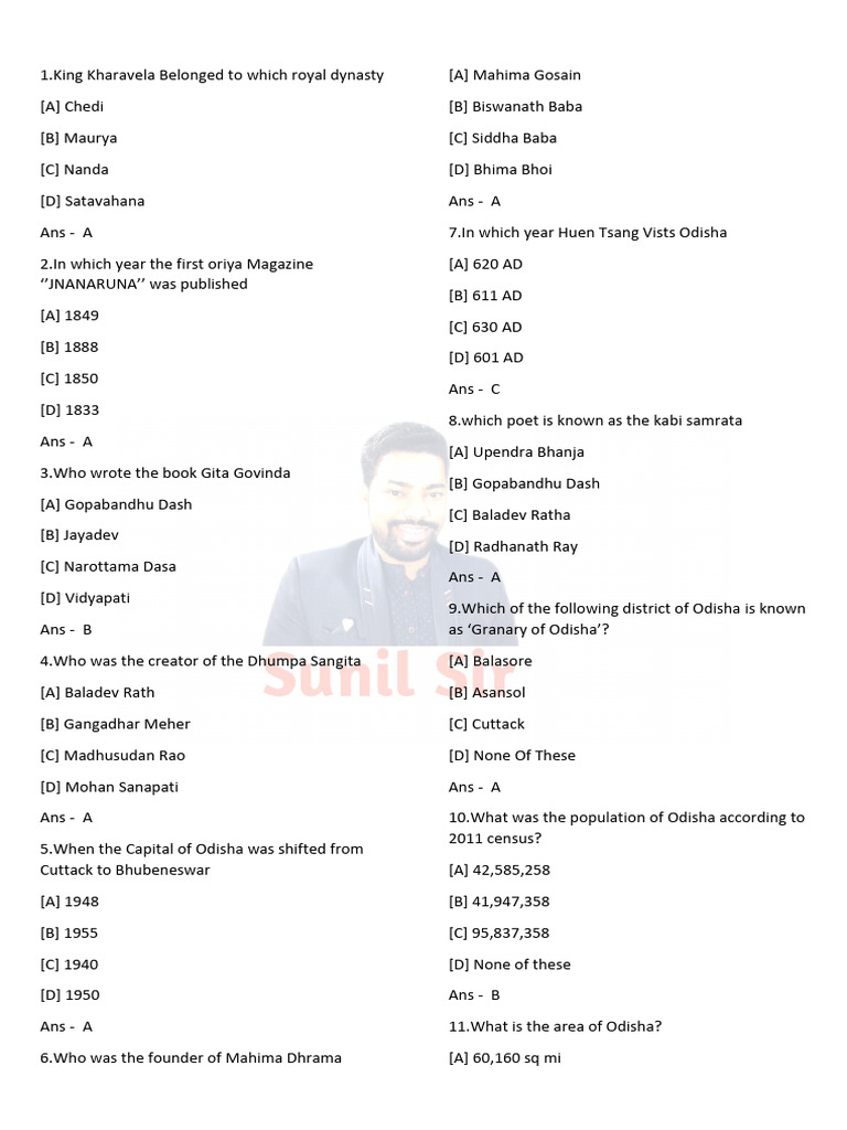 400 Important Odisha Gk Part 8 Pdf