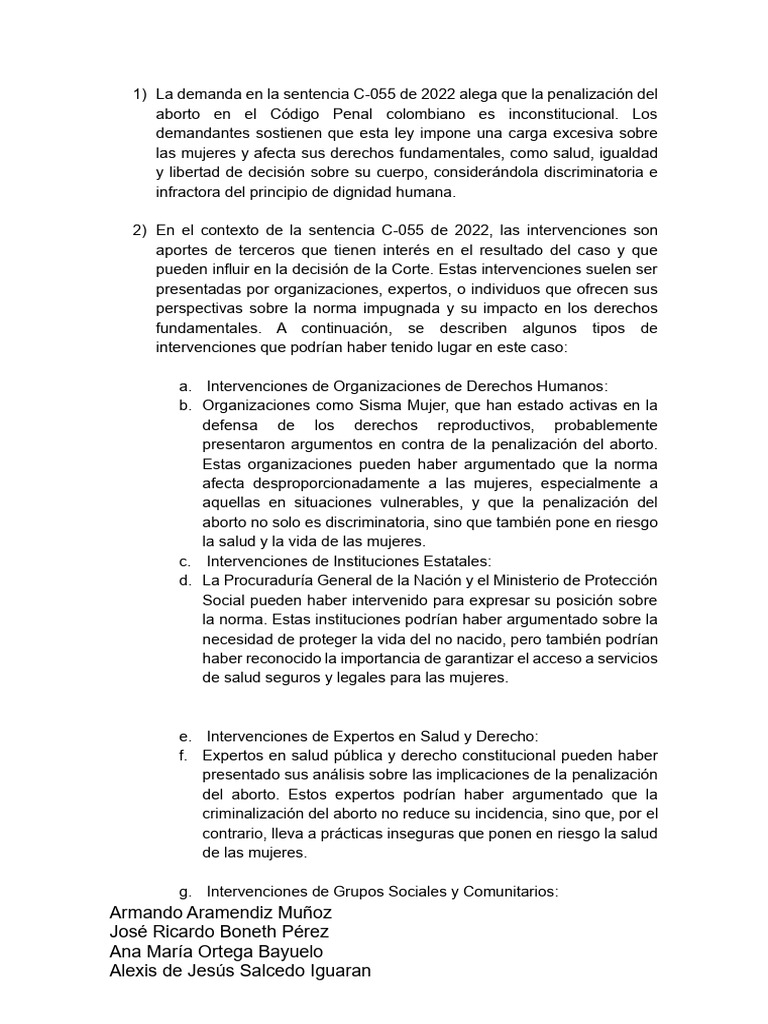 Análisis de Sentencia C 055-22 | PDF