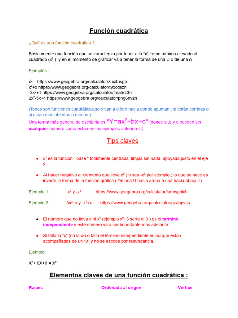 Funcion Cuadratica | PDF | Función (Matemáticas) | Matemáticas