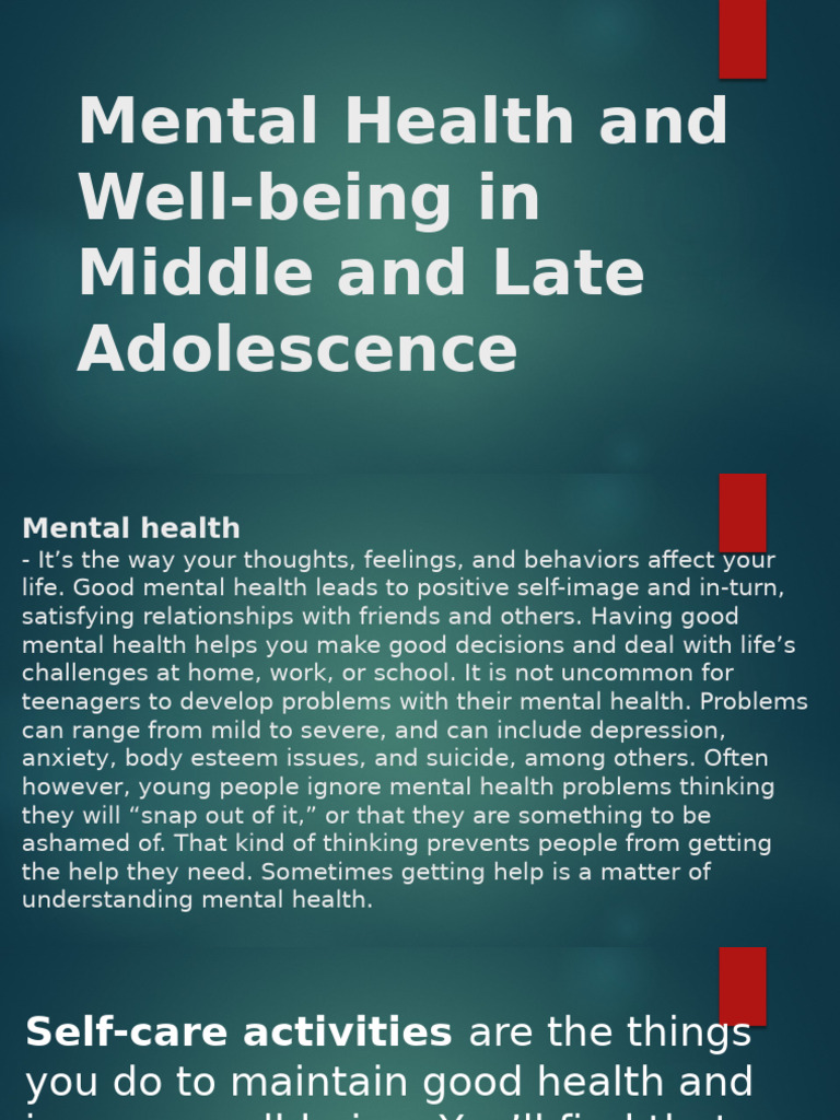 Enhancing Mental Health in Adolescence | PDF | Mental Health | Well Being