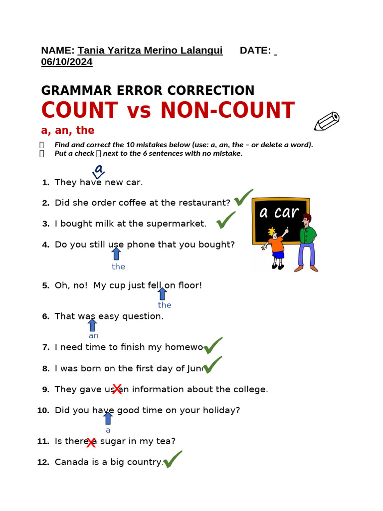 Grammar Error Correction Exercise | PDF