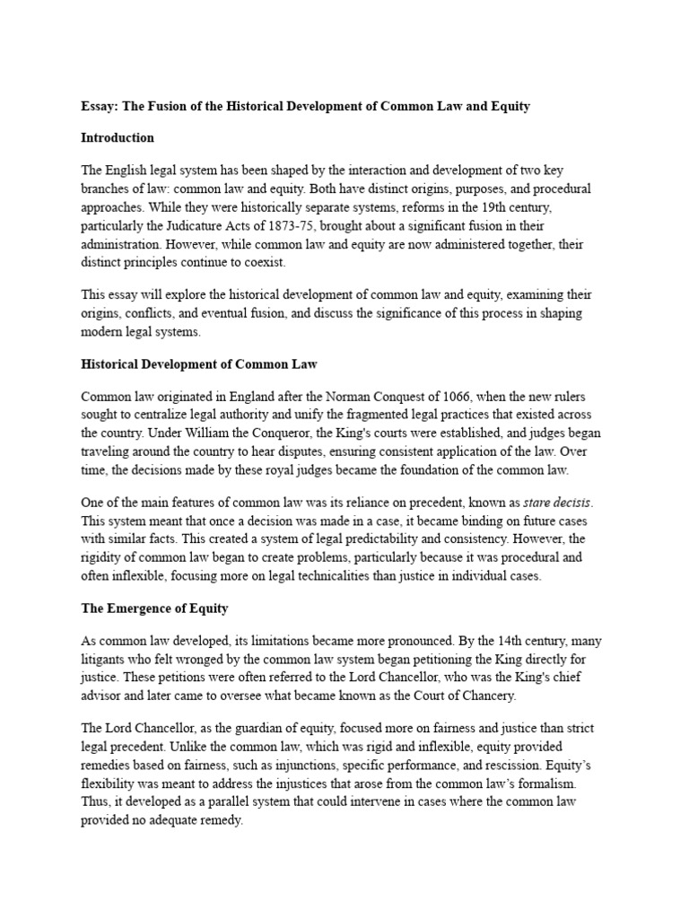 Fusion of Common Law and Equity Explained | PDF | Equity (Law) | Common Law