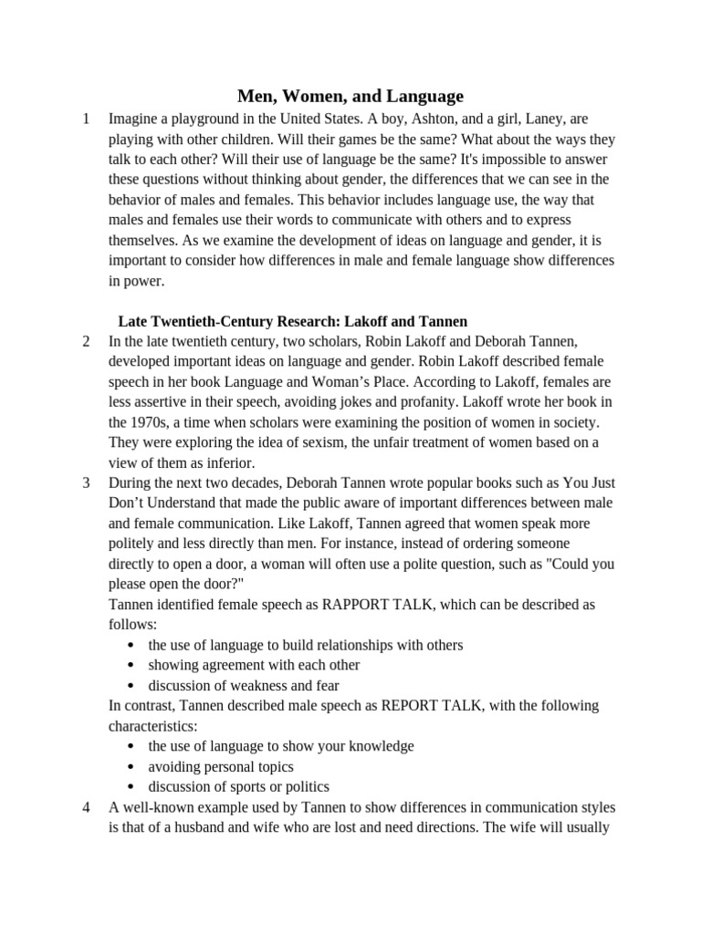 Gender Differences in Language Use | PDF | Human Communication ...