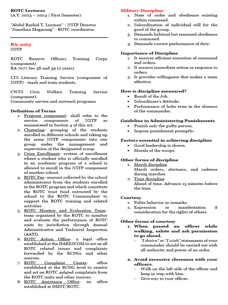 ROTC Program Overview and Guidelines | PDF | Social Science