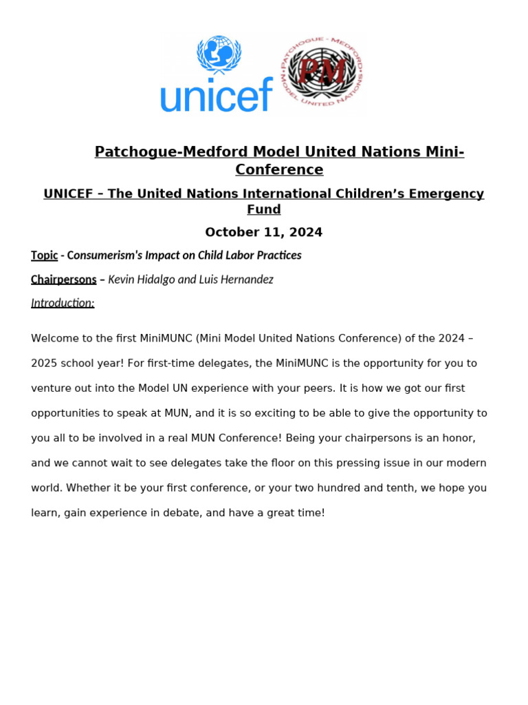 October Mini-MUNC 2024 Background Guide | PDF | Labour Economics ...