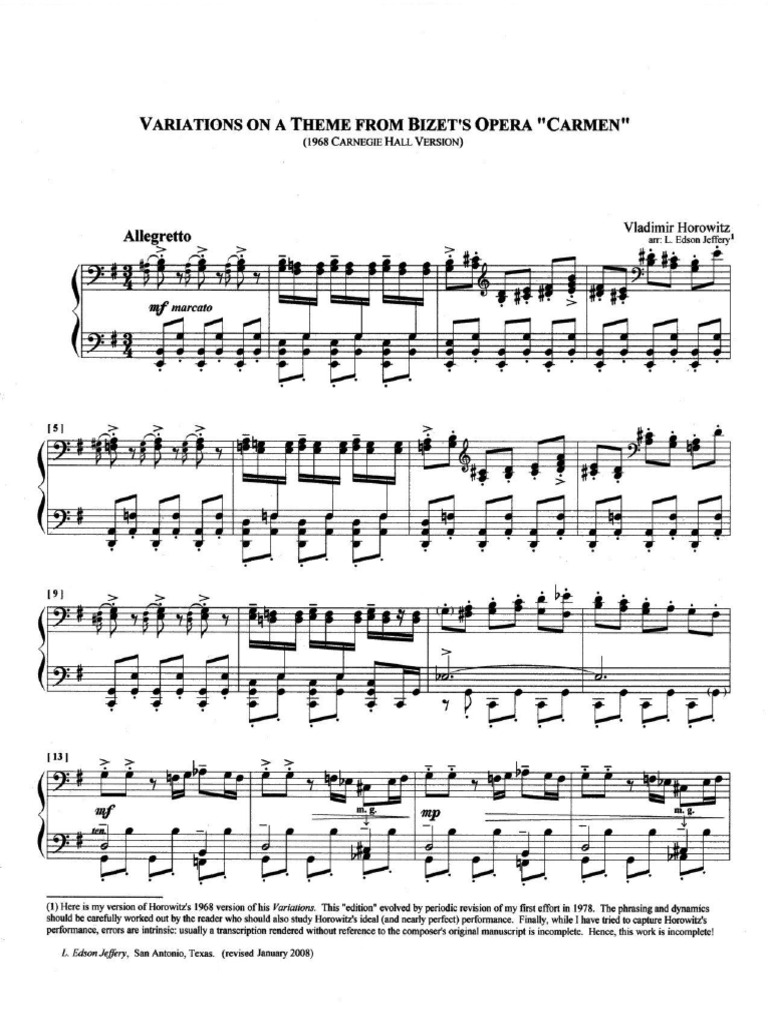 Carmen Variation Horowitz | PDF