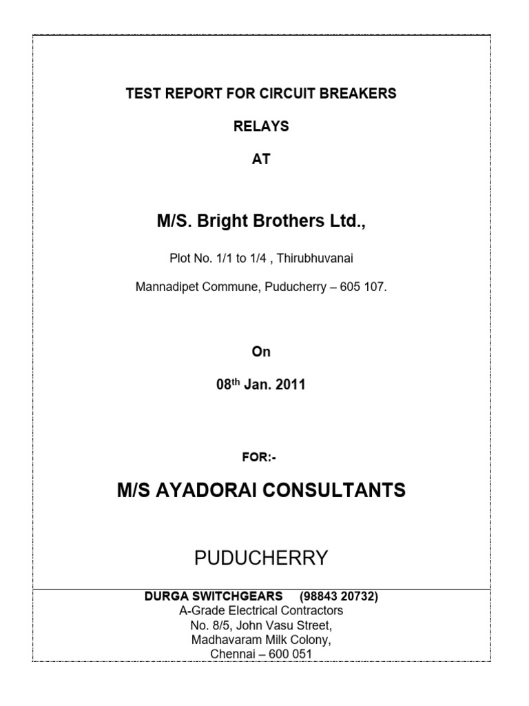 Circuit Breaker Test Report 2011 | PDF | Relay | Transformer