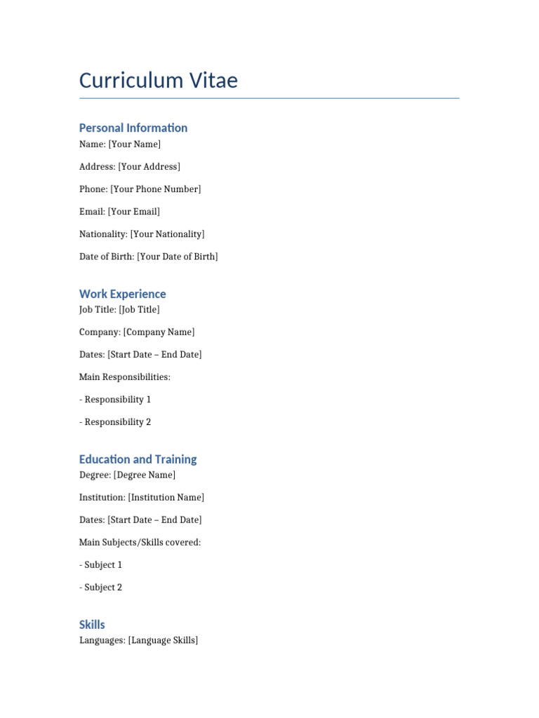 European CV Template | PDF