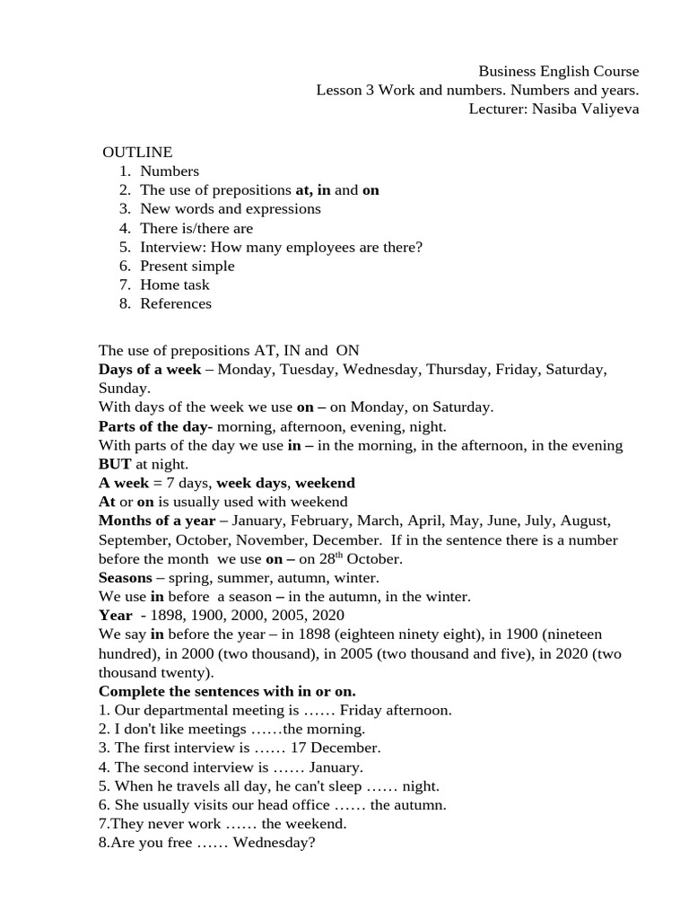 business-english-course-lesson-3-work-and-numbers-pdf-workweek-and