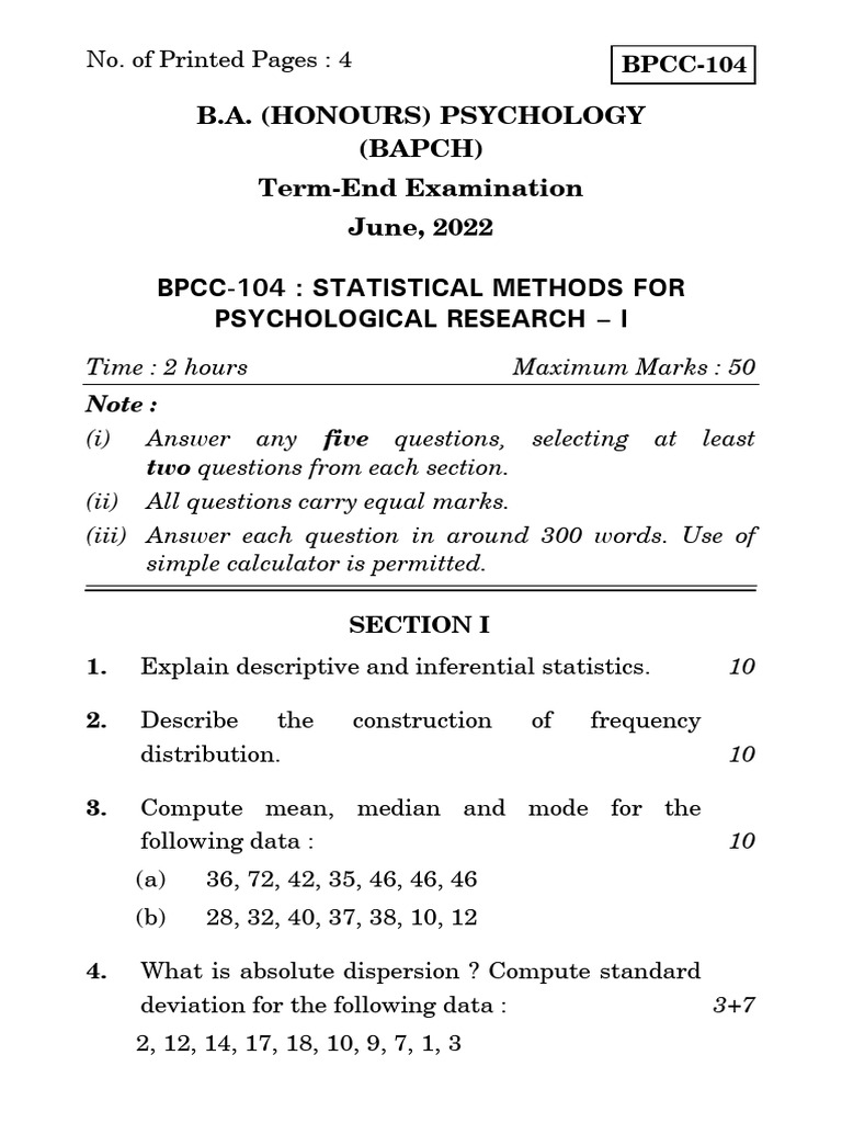 Bpcc 104 june 2022 pdf statistics statistical analysis