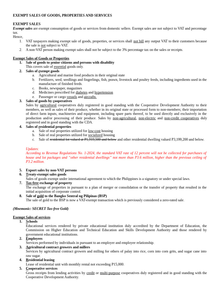 Tax 04 Exempt Sales Notes | PDF | Value Added Tax | Taxes