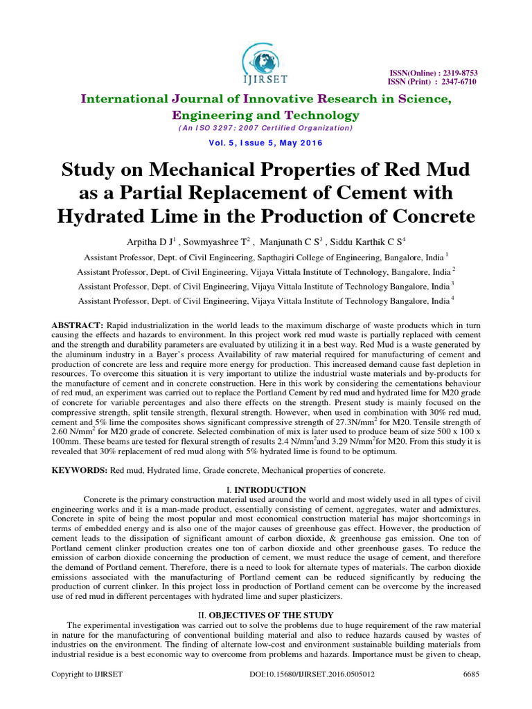 Study On Mechanical Properties of Red Mu | PDF | Cement | Concrete