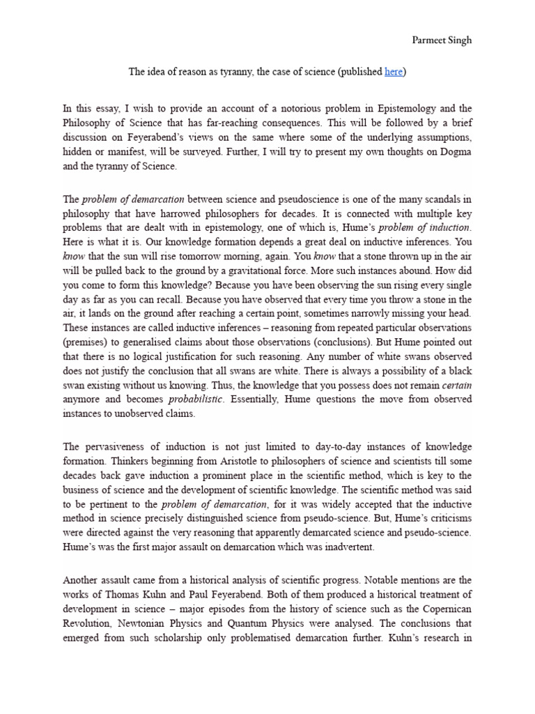 The Idea of Reason As Tyranny, The Case of Science | PDF | Science ...