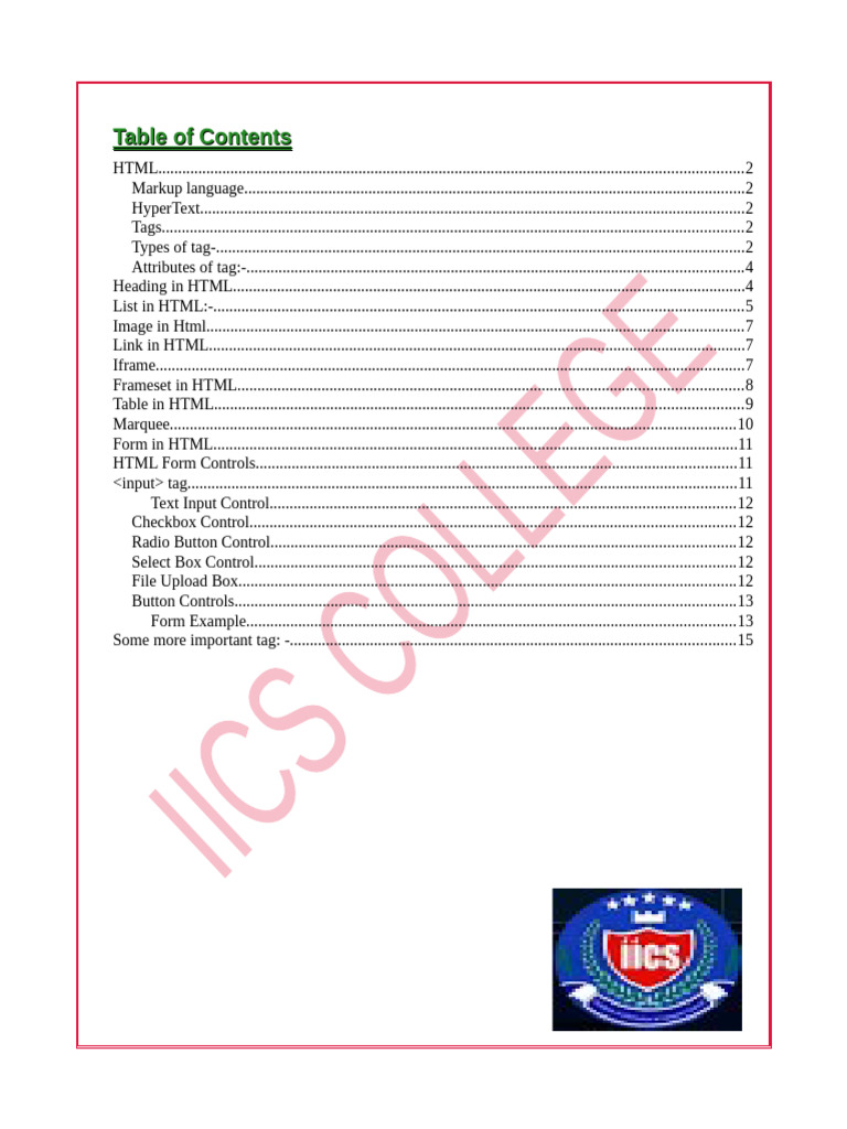 Complete HTML Notes | PDF | Html Element | Html