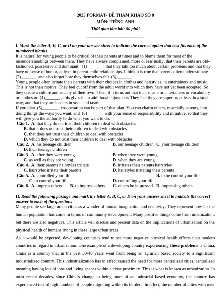Dap an 40 de thi thpt qg moi nhat theo form bgd 2025 de so 5 pdf
