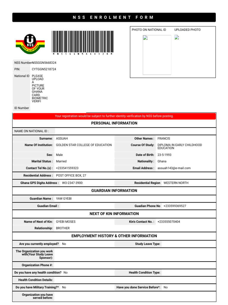 NSS Enrollment for Golden Star College | PDF | Government And ...
