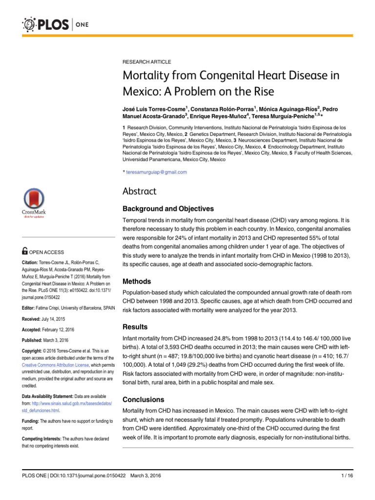 Rising Mortality from CHD in Mexico | PDF | Cardiology | Congenital ...