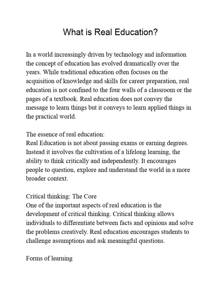 what-is-real-education-pdf-learning-critical-thinking