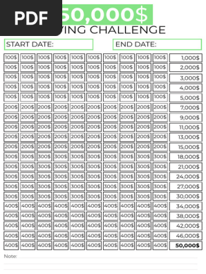 50,000$ Saving Challenge Green 
