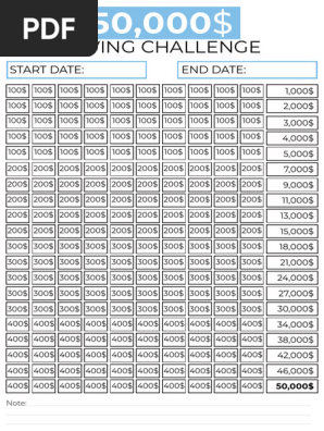 50,000$ Saving Challenge Blue 