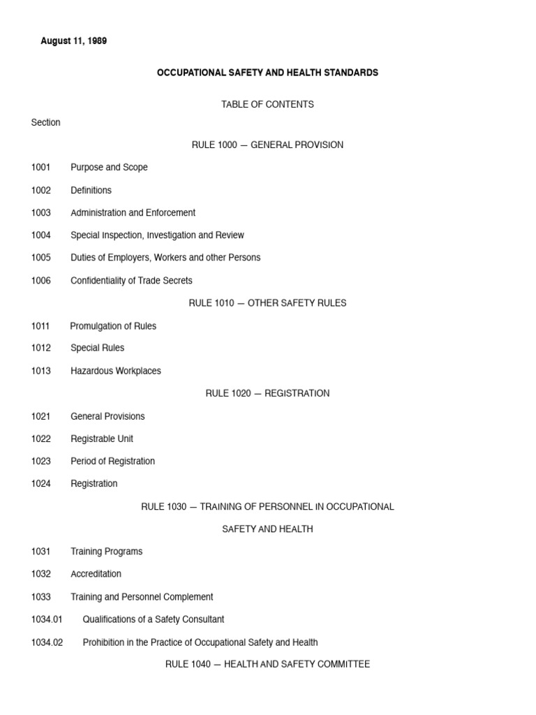 Occupational Safety And Health Standards Pdf Occupational Safety