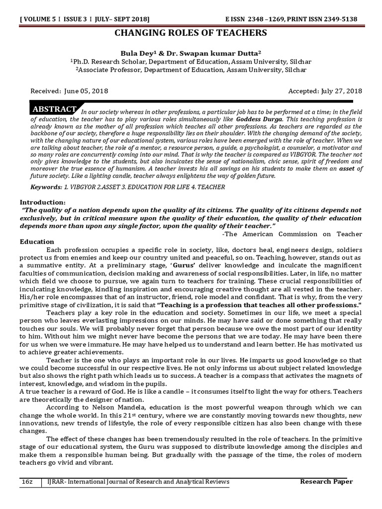 Evolving Teacher Roles in Education | PDF | Mentorship | Teachers