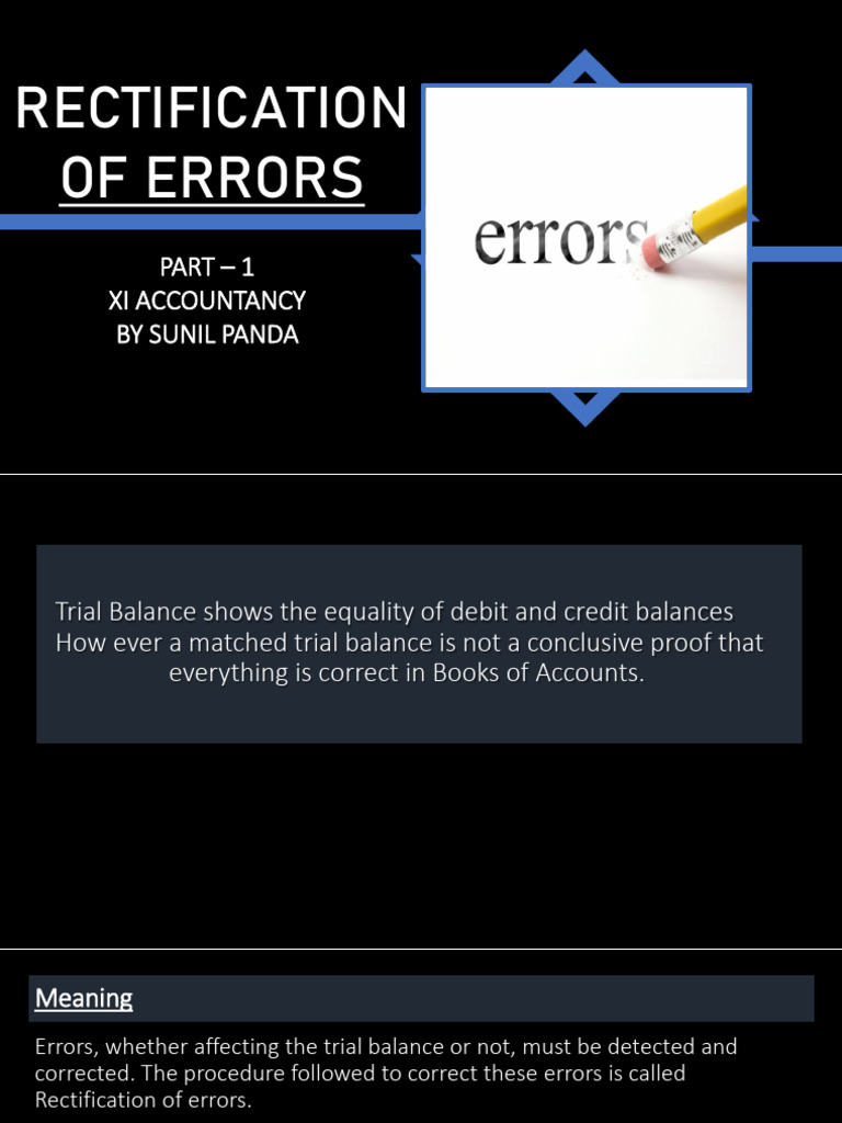 Rectification of Accounting Errors Guide | PDF | Debits And Credits ...