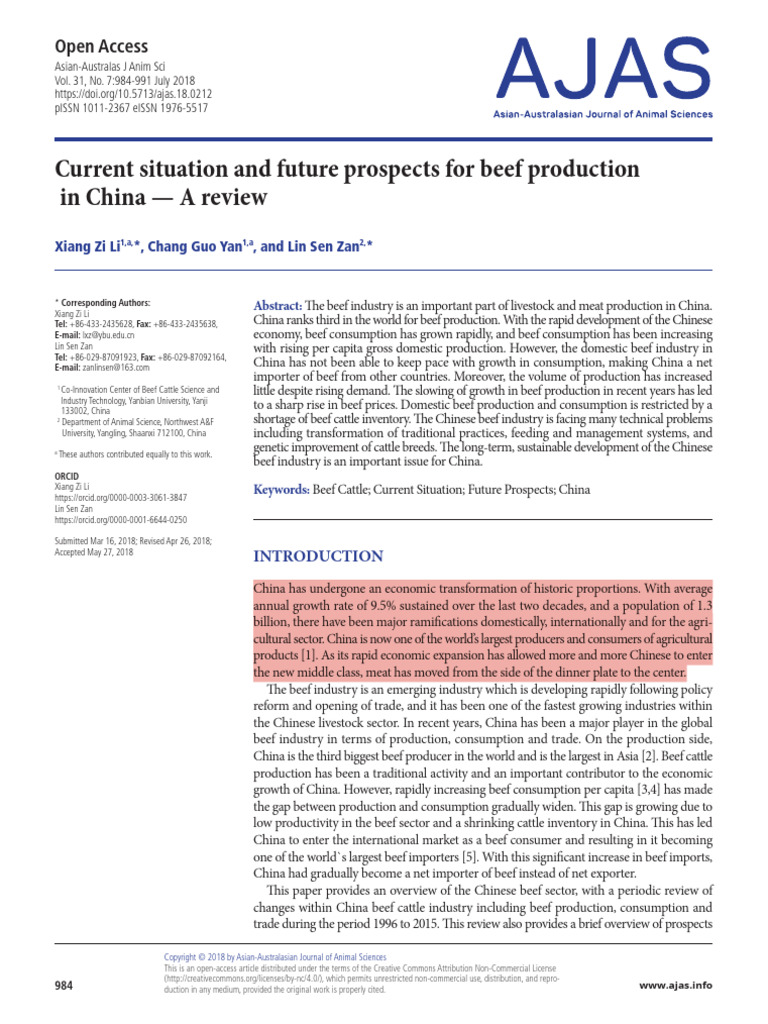 Current Situation and Future Prospect of Beef Prod | PDF | Cattle | Beef