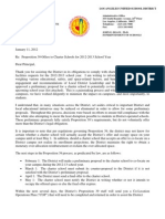 Letter From Superintendent To LAUSD Principals - 2012-13 Prop 39 Offers To Charter Schools - 01-11-12