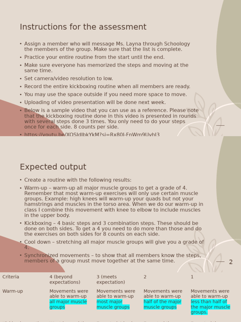 Kickboxing Routine Assessment Guide | PDF