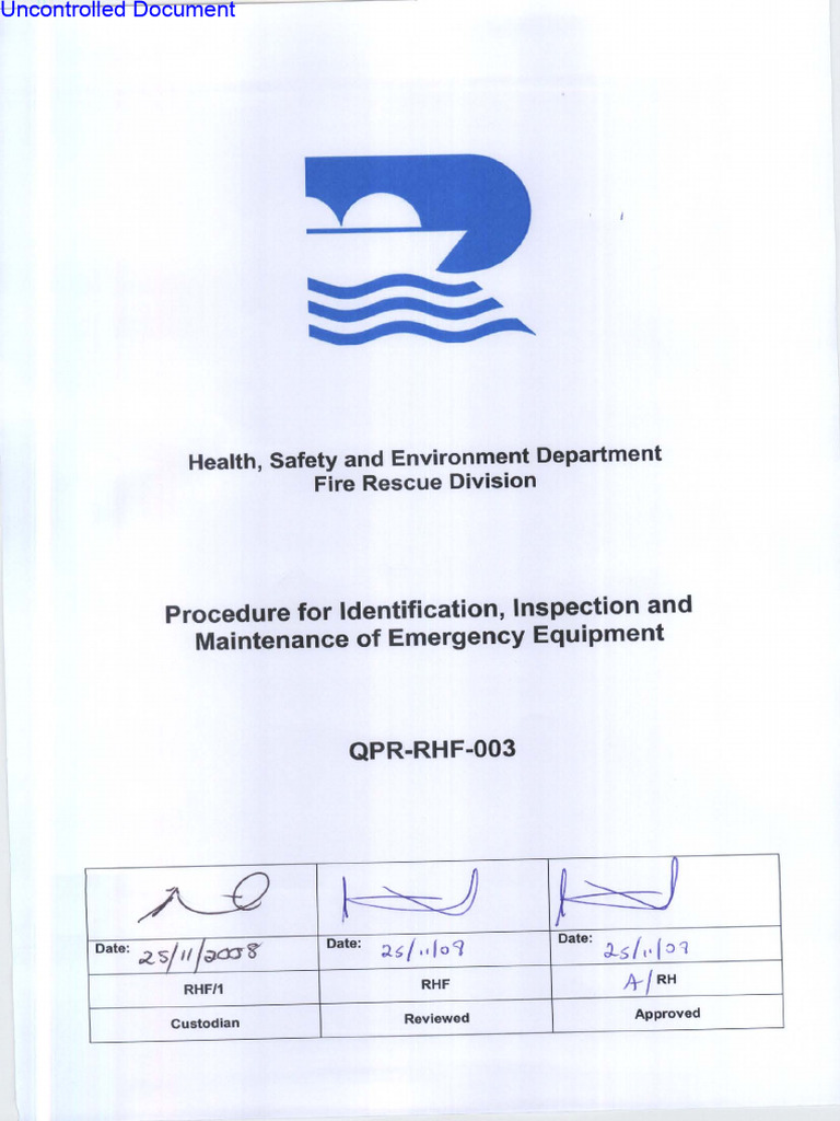 Emergency Equipment Maintenance Guide | PDF | Firefighting | Cartridge ...