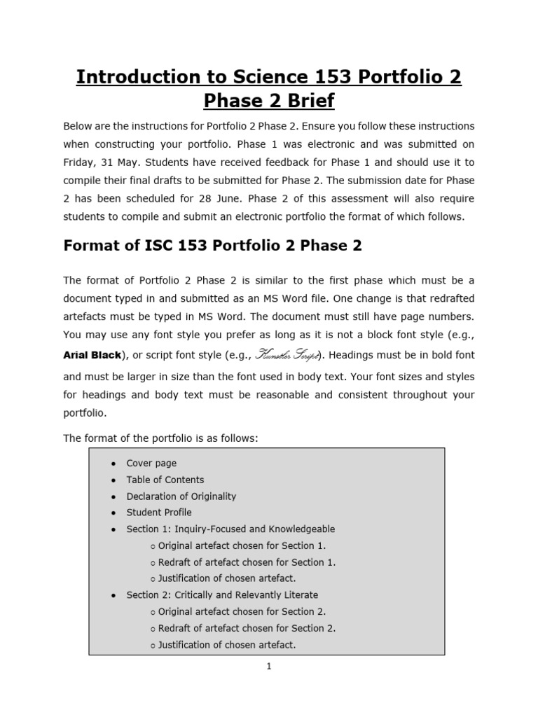 ISC 153 Portfolio 2 Phase 2 Brief 2024 | PDF | Cognition
