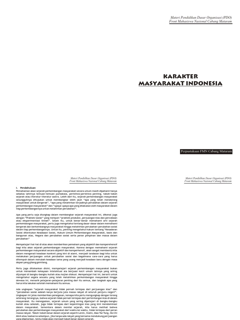 Karakter Masyarakat Indonesia