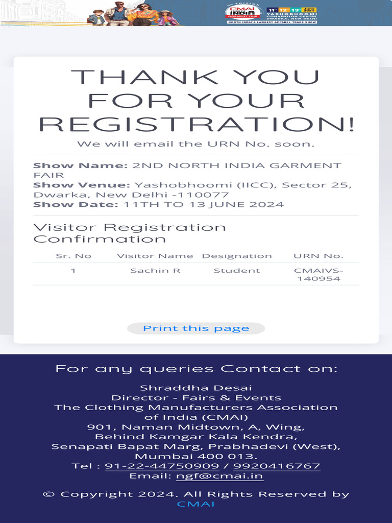 Thankyou For Registration | PDF
