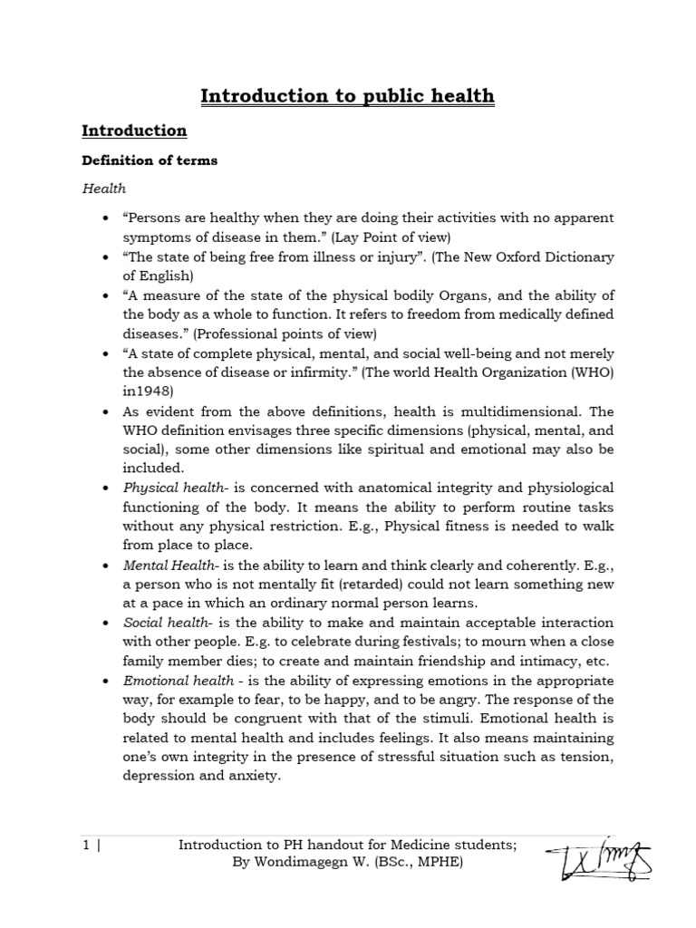 Introduction to Public Health Concepts | PDF | Public Health | Well Being