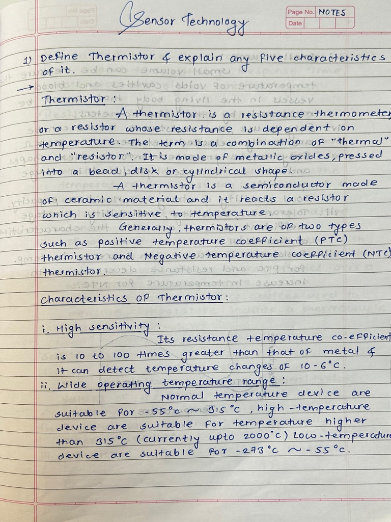 Sensor Technology Notes | PDF