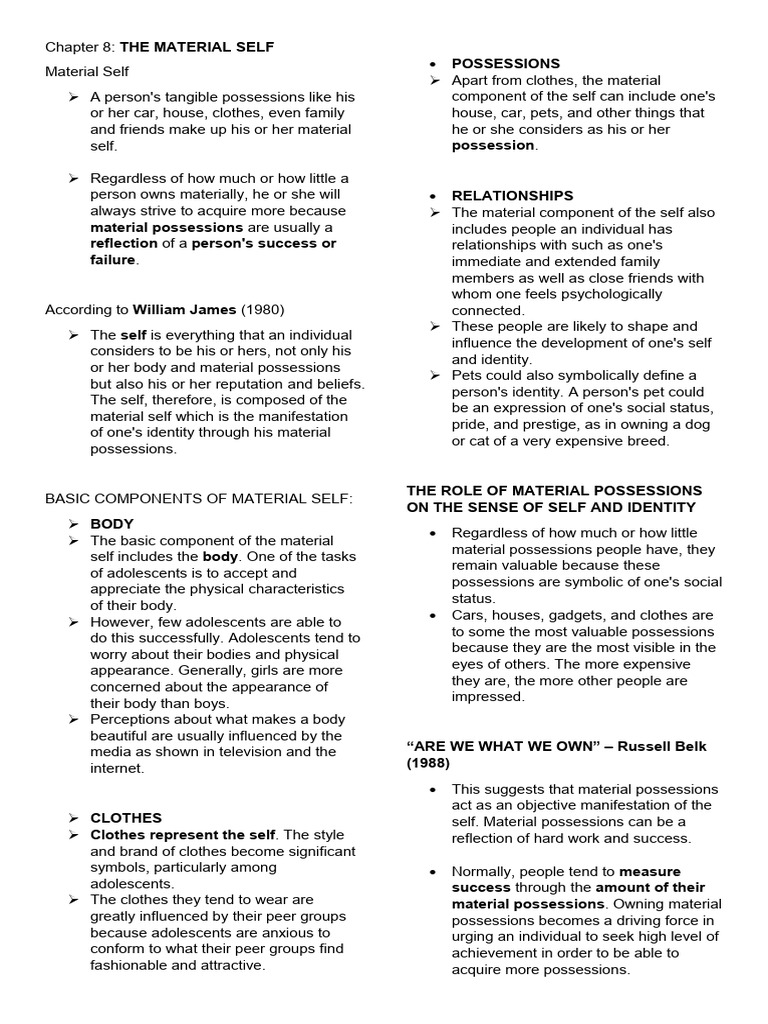 Comprehensive notes material self pdf consumerism adolescence
