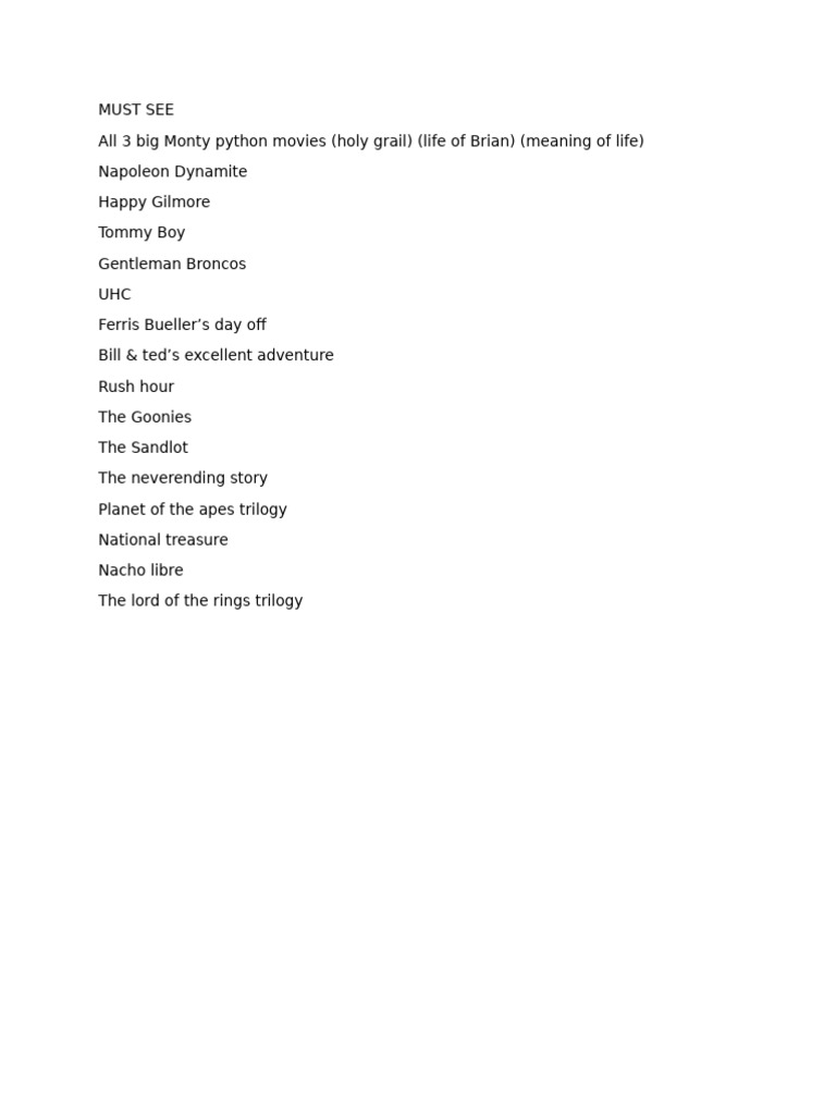 MustSee Comedy and Adventure Films PDF