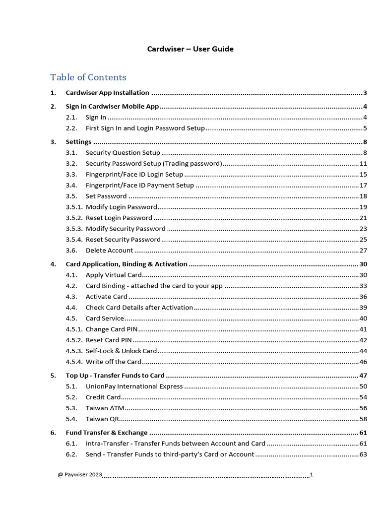 Cardwiser App User Guide | PDF | Personal Identification Number | Payments