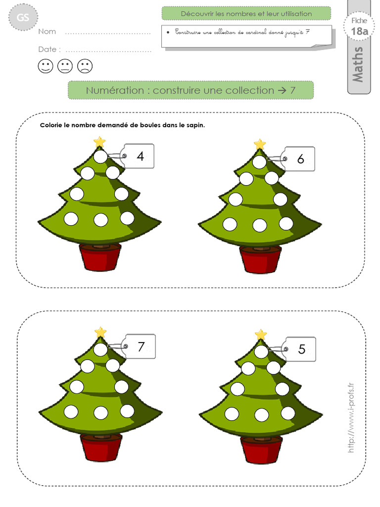 Exercices de numération GS jusqu'à 7 | PDF | Art