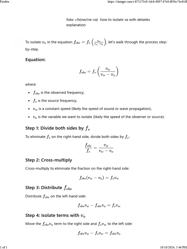 isolating a variable | PDF