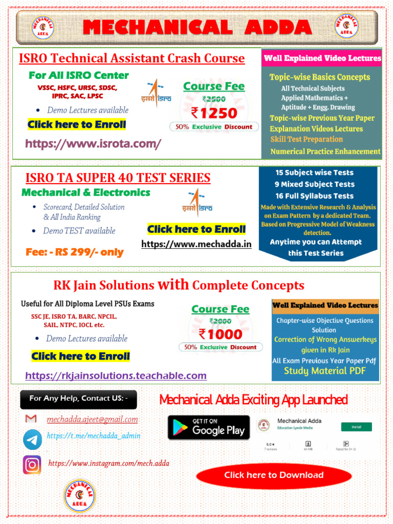 Mechanical Adda: ISRO Technical Assistant Crash Course | PDF