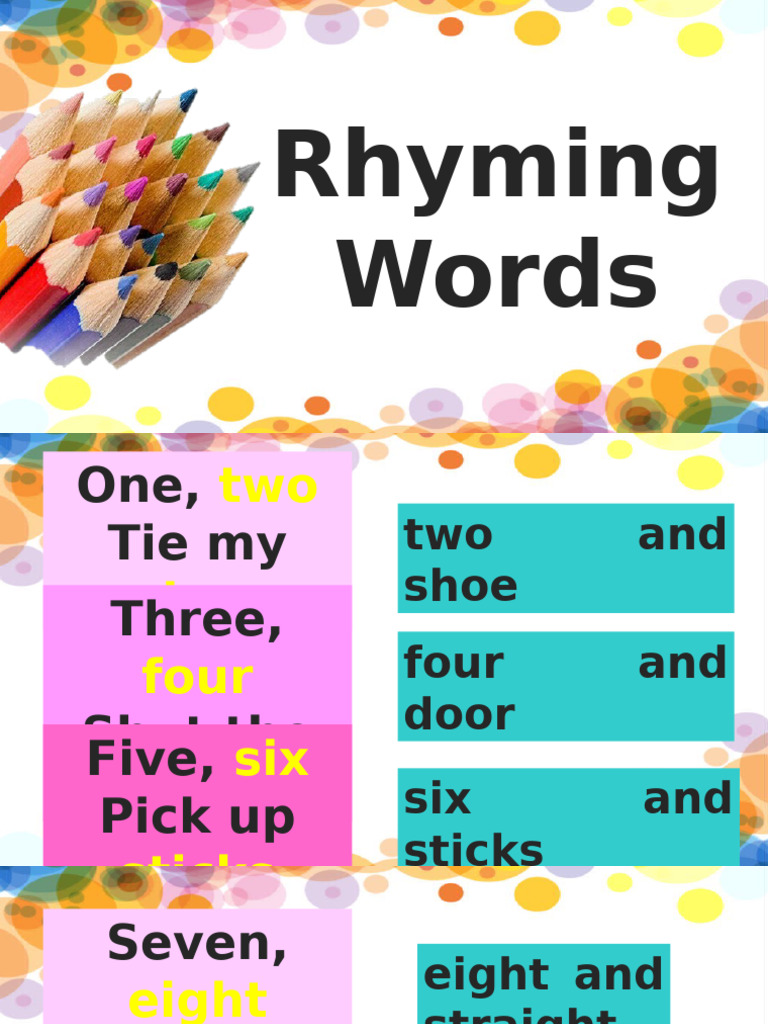 Rhyming Words | PDF | Traditional Children's Songs | Children's Songs