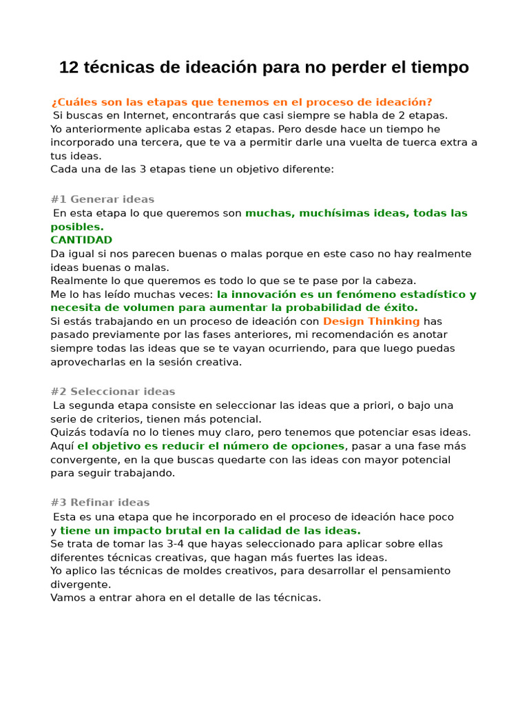 12 Técnicas de Ideación Efectivas | PDF | Mente