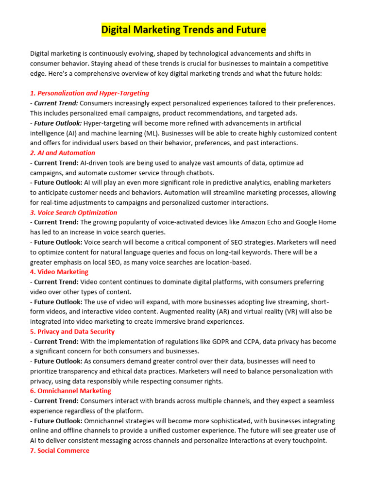 Digital Marketing Trends Overview | PDF | Search Engine Optimization ...